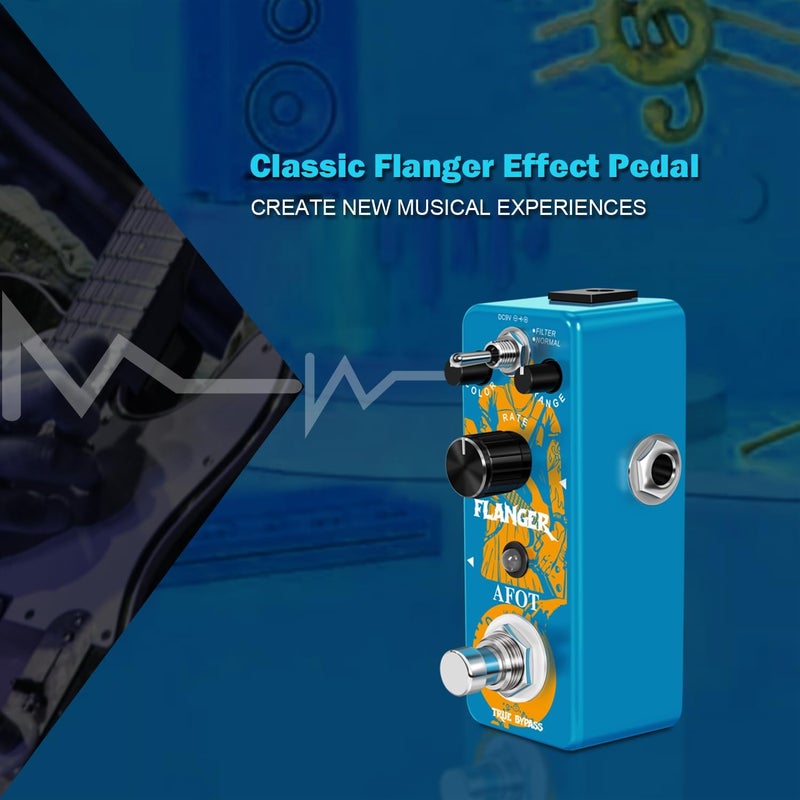 AFOT Classic Flanger Guitar Pedal, Vintage Analog Flanger Effect Pedal, Electric Guitar Effects Pedal, True Bypass, Blue Flanger - Image 1